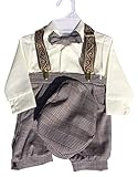 Infant & Toddler Boys Vintage Style Knickers Outfit 5-pc with Suspenders, Bowtie & Newsboy Cap (Infants 6 Months)