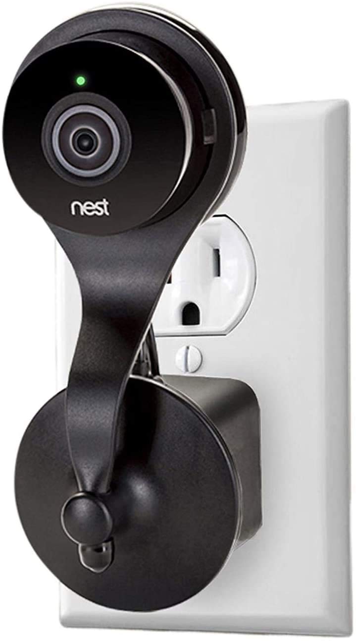 Wasserstein Nest Cam AC Outlet Mount; UK Wall Mount with 360 Degree Swivel for Nest Cam and Dropcam PRO (Black)