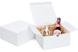 Eupako White Gift Boxes 8x8x4 10 Pack, Kraft Paper Gift Boxes with Lids for Bridesmaid Proposal Gifts, Wedding, Birthday, Crafting, Graduation, Holiday, Christmas