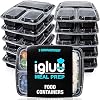[10 Stuks] 3 Compartimenten BPA Vrij Herbruikbare Meal Prep Containers – Plastic Voedsel Bakjes met Luchtdichte Deksels…