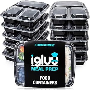 [10 Stuks] 3 Compartimenten BPA Vrij Herbruikbare Meal Prep Containers – Plastic Voedsel Bakjes met Luchtdichte Deksels…