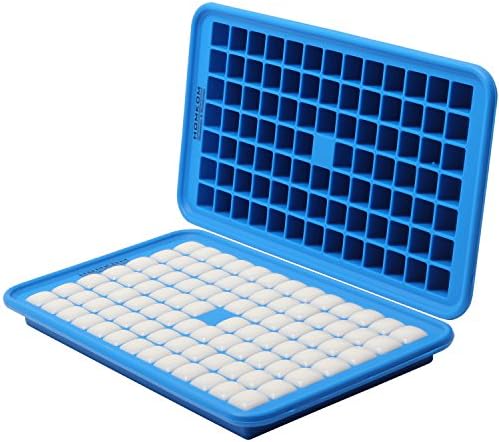 HOMKOM - 91 Cavity / Square Silicone Mini Ice Cube Tray Ice Mold Ice Maker - Freezer Safe / Make Amazing 0.5 Inches Square Ice Cubes ( Blue )