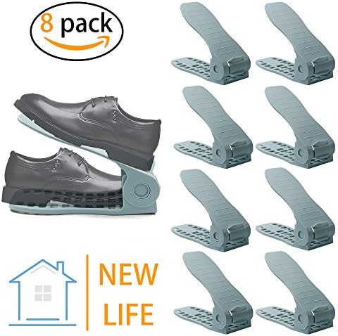Airmoon Adjustable Easy Shoe Organizer, Space Saver Shoe Rack, 8 Piece Set, Blue