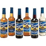 Torani Sugar Free Syrup Variety pack of 6, Almond Roca, Vanilla, Hazelnut, Irish Cream, Chocolate & Caramel