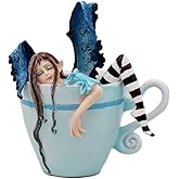 Ebros Gift Amy Brown Teacup Latte Coffee Drunk Fairy Figurine Fantasy Mythical Faery Magic Watercolor Collectible Decor Statue Gift Ideas for Women Teen Girls Fairy Garden DIY Art Centerpiece