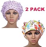 2-Pack Doctor Scrub Cap Bouffant Surgical Hat with Sweatband for Women Ponytail