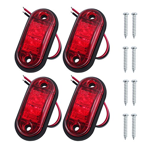 Justech 4pcs Side Marker Lights LED Front Rear Lights Lamps Universal Indicator of Position 12V 24V with Red Bulbs for Truck Trailer Van Caravan Lorry Car Bus - Thumbnail 6