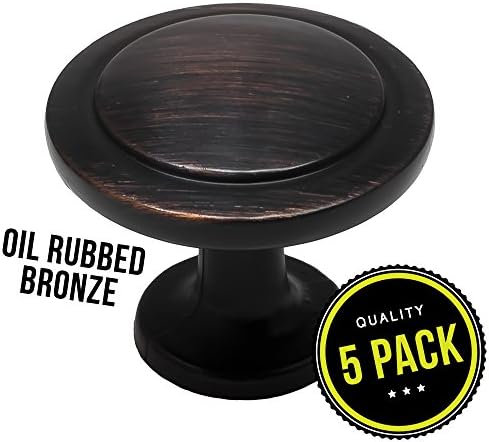 5pk Oil Rubbed Bronze Cabinet Hardware Round Knob - 1-1/4" Diameter (5pk Oil Rubbed Bronze)