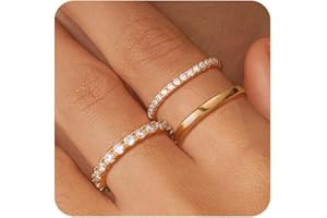 ZHESHY Stackable Gold Rings for Women That Don't Tarnish Trendy14K Gold Plated Stacking Thumb Cubic Zirconia Ring Set Pack Statement Band Rings Promise Engagement Rings Size 6 7 8 9 10