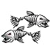 Pack of 2 Fish Skeleton Stickers, Decals, Fishing Boat, Car, Window, Laptop