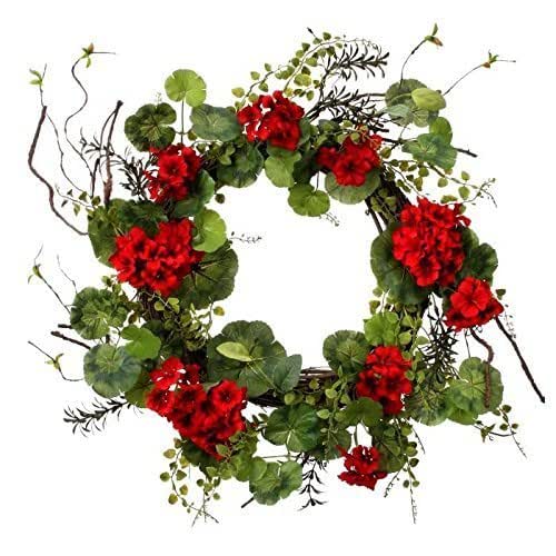 PND's Handcrafted Faux Silk Floral Wreaths Geranium Wreath