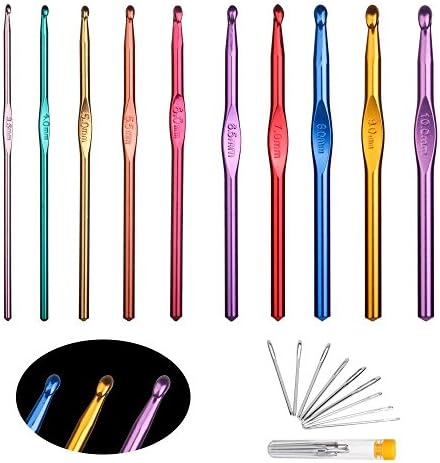 Valar Dohaeris Large-Eye Blunt Needles Aluminum Crochet Hooks Knitting Needles Set Size E4/G6/H8/I9/J10/K10.5/7.0mm/L11/M13/N15