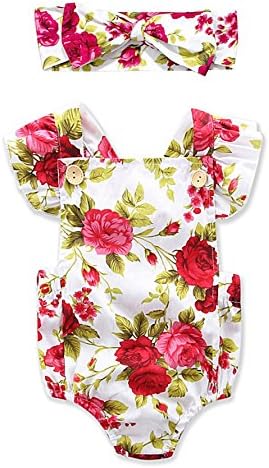 Baby Girls 2pcs Sets Cotton Ruffles Romper Outfits Clothes
