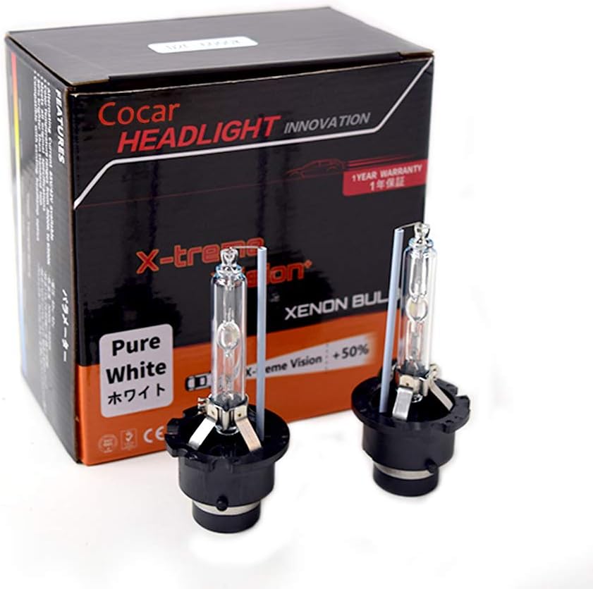 Car Auto D2R HID Lamps 8000K Xenon Head Lights Replacement Bulb 35W 12V High Brightness Diamond White Headlight with Metal Chassis(Pack of 2)