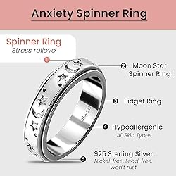 Shop LC 925 Sterling Silver Fidget Ring Men Spinner