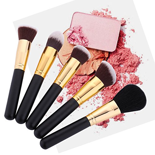 Makeup Brushes EMOCCI Professional Make Up Brush Premium Synthetic Brithles for Face Powder Blush Foundation Blending Eyeshadow Concealer Cosmetic Brush Set Kits(16pcs Gold Black) - Thumbnail 5
