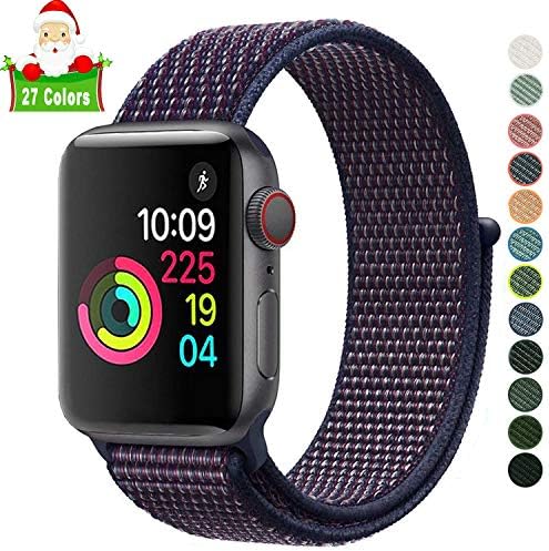 Lrapple Compatible with Apple Watch Band 38mm 40mm 42mm 44mm,Soft Nylon Sport Loop,with Hook and Loop Fastener,Replacement Band Compatible for iWatch Series 4/3/2/1