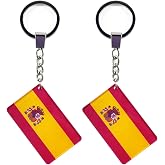 QQSD Spain Flag Keychain Spanish Key Ring, 2 Pack