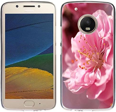 Case for Moto G5 Plus - TPU Flexible Protective Cover Compatible for Motorola 5th Generation for Moto G5 Plus Charming Pink Flowers Fashion for Women (Silicone Bumper Skin)