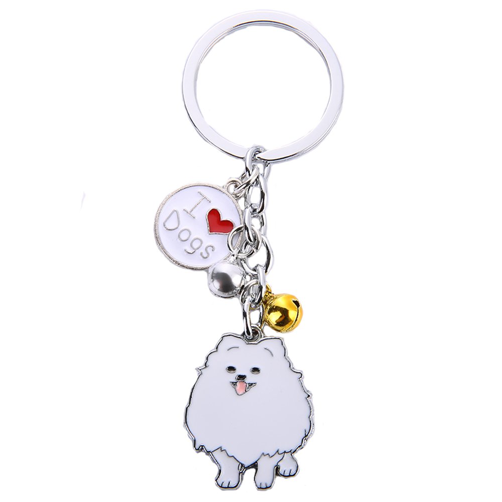 BbearT® Dog Tag Dog Key-ring Keychain,Cute Small Dog Puppy ID Tags Metal Dog Keychain Keyring Keyfob Key Tags Car Keyring Bag Charm Birthday (Pomeranian)