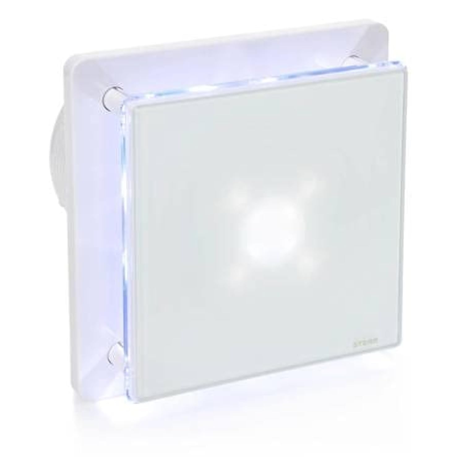 STERR White Bathroom Fan 5 inches / 125 mm with LED + TIMER - Extractor Fan - Glass Front - Modern Look - BFS125LT - 20 W