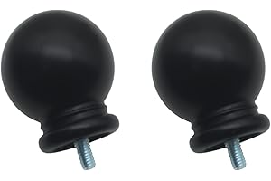 HAJXZH HAJZXH 2 Pcs 5/8 Inch Curtain Rod End Cap Finials Round Shape Drapery Rod End Caps Decorative Rod Replacement finials with M5 Screws for Curtain Rods(Black)