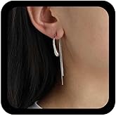 Allereyae Vintage Silver Teardrop Earrings Waterdrop Stud Earring Snake Chain Tassel Earrings Long Snake Chain Earring Minimal Raindrop Jewelry for Women