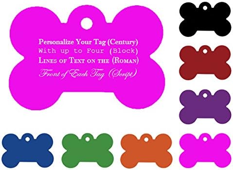 eXtreme Dog Custom Engraved Bone Shaped Pet ID Tags for Dogs and Puppies - 7 Colors and 4 Fonts to Personalize Your Dog ID Tags - Pink ID Tag - Front and Back Sides Up to 4 Lines Each