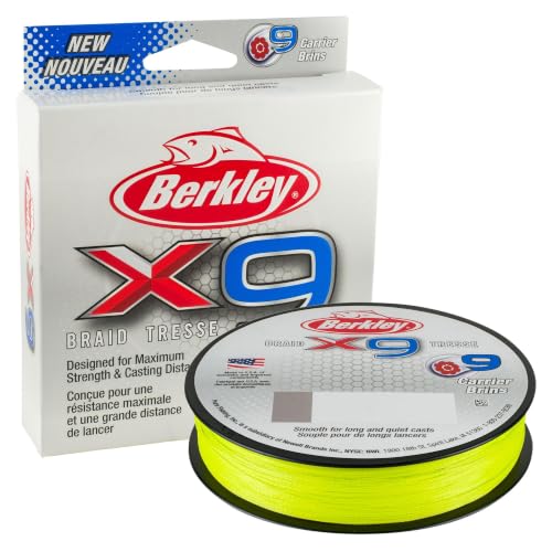 Berkley X9 Geflochtene Schnur, 17.0kg| 328yd | 300m, Flame Grün
