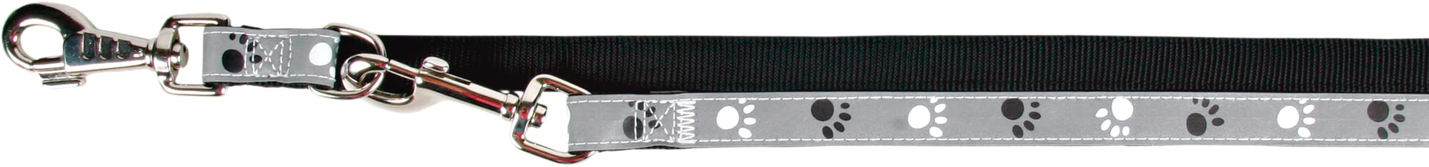 TRIXIE SaferLife Silver Reflect adjustable leash, M-L: 2.00 m/20 mm, black/silver grey