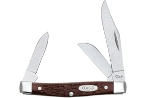 Case WR XX Pocket Knife Brown Synthetic Jigged Medium Stockman Item #106 - (6344 SS) - Length Closed: 3 1/4 Inches