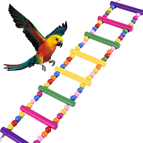 Hapa Parrot Wooden Bird Ladder Cage - Pet Toys for Parakeets Cockatiels, Conures, Macaws, Parrots, Love Birds, Finches