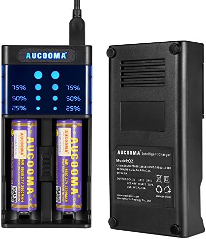 Universal Battery Charger, LCD Display Speedy Smart Charger for Rechargeable Batteries Ni-MH Ni-Cd AA AAA Li-ion LiFePO4 IMR 10440 14500 16340 18650 RCR123 26650 Charger USB Port