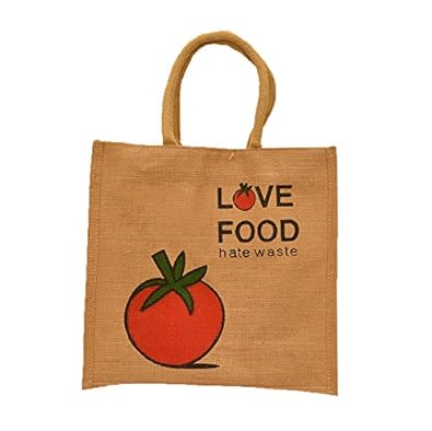 Hydes Jute lunch bag, lunch box carry bag,office, tote bag, 24x27x8 cm easy to clean with top zipper.