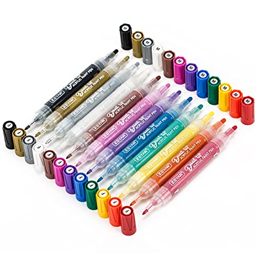 ZEYAR Dual Tip Paint Pens, Medium and Extra Fine, Water Based Acrylic