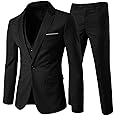 Cloudstyle Mens 3-Piece Suit Notched Lapel One Button Slim Fit Formal Jacket Vest Pants Set