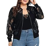 Womens Plus Size Jacket,Solid Casual Lace Loose Long Sleeve Coat,XL-5XL Fashion Style for Ladies