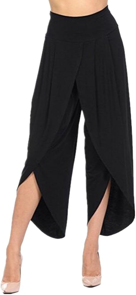 Aelegant Damen 9/10 Lang Stricken Hose mit Hohe Schlitz Casual Lose ...