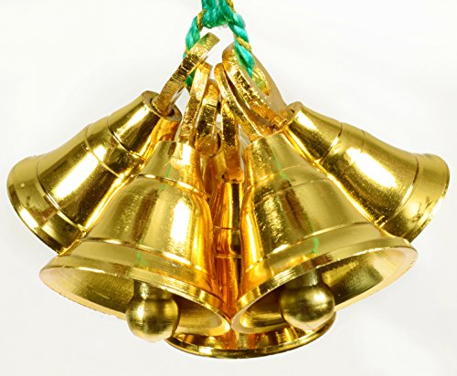 Lot of 6 Pcs Gold Plated Brass Door Home Décor Indian Bells 1.6" Ht 1.2"Dia