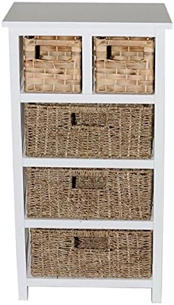 Casamore Camber Natural 5 Drawer Basket Storage Tallboy Chest Of