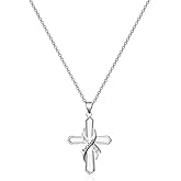 LQRI Cancer Survivor Gift Necklace Breast Cancer Awareness Ribbon Cross Pendant Necklace Survivor Recovery Jewelry Cancer Fighter Inspirational Gifts