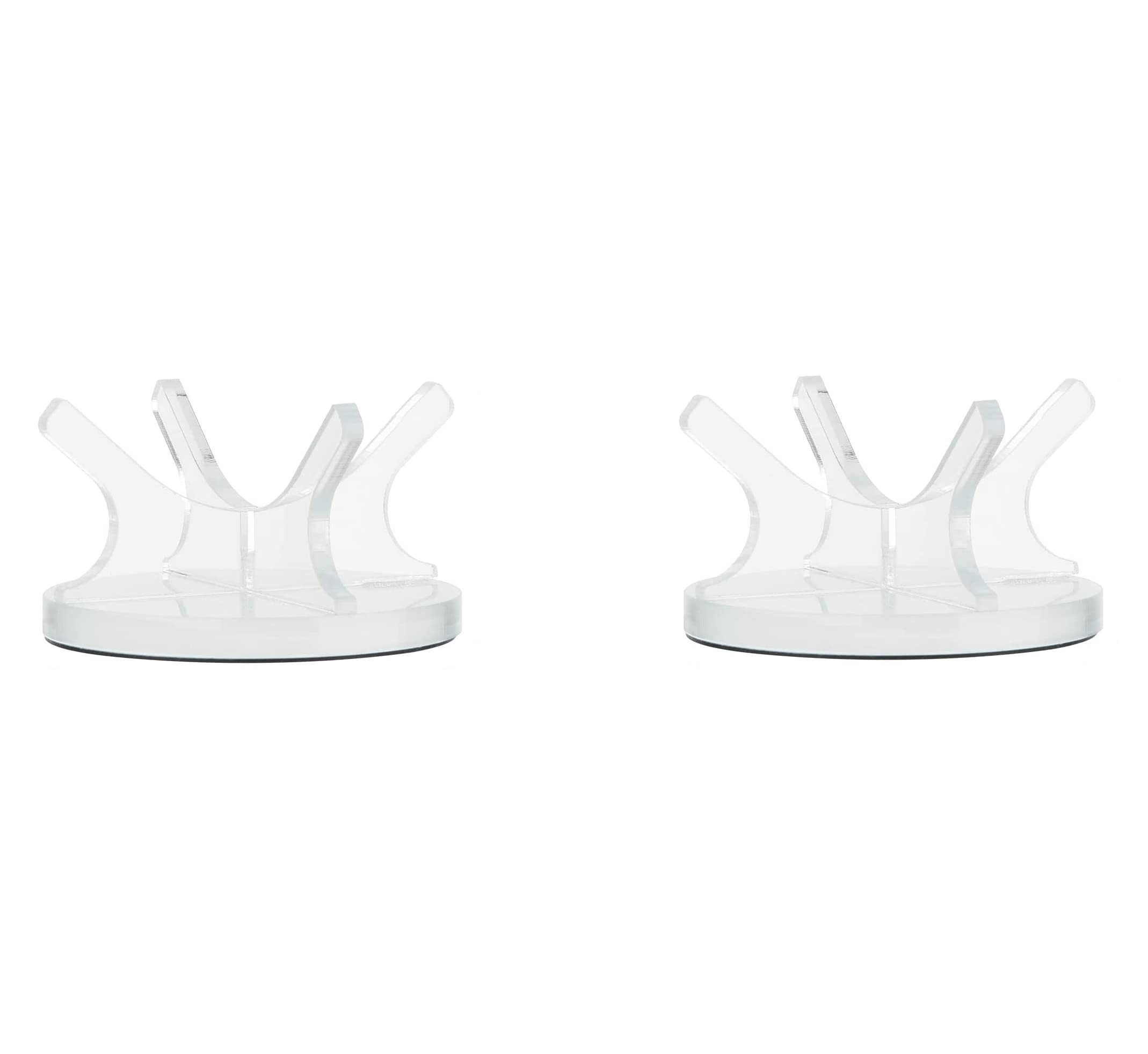 Tiardey 2Pcs Acrylic Small Ball Stand Holder Sport Ball Display Rack Baseball Display Stand with Non-Slip Rubber Pads for Baseball Golf Softball Tennis Ball Spheres