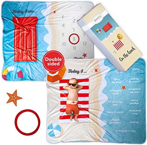 Baby Milestone Blanket for Infant Boys and Girls, Hypoallergenic Fleece, Props Included, Monthly Memory Tracking Blankets for Photos - Growth Blankies for Newborns to Two Years, Best Baby Shower Gift