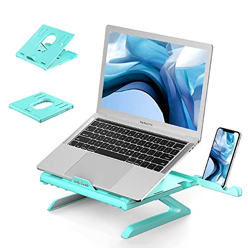 Laptop Stand Ergonomic, Jelly Comb Multi-Angle Adjustable Laptop Riser with Built-in Foldable Legs and Phone Holder, Ventilated Notebook Stand Tray for MacBook, Desktop Computer, Tablet – Green