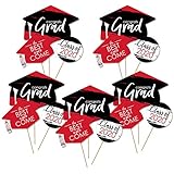 Big Dot of Happiness Red Grad - Best is Yet to Come - 2020 Red Graduation Party Centerpiece Sticks - Table Toppers - Set of 15