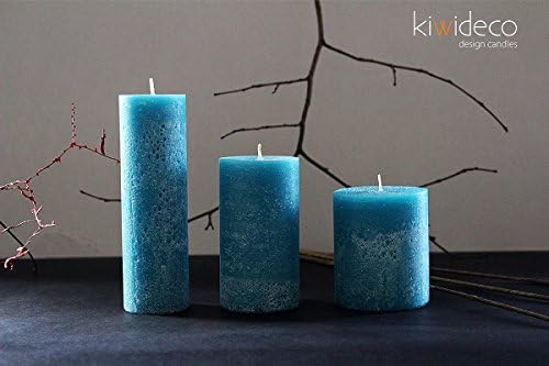 Handmade Turquoise Rustic Pillar Candles Set - Scandinavian design home decor for modern interior design