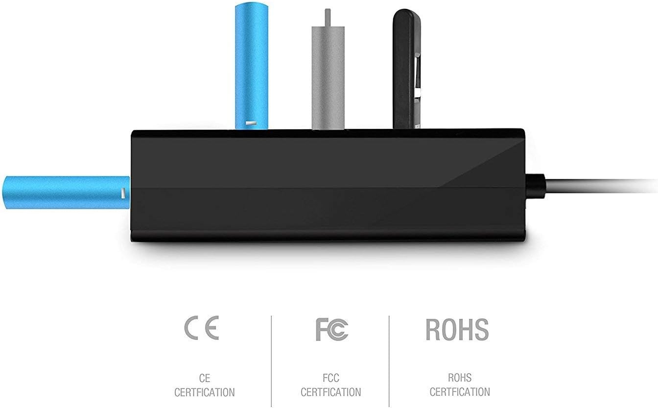 USB Hub, Vogek World's Smallest 4-Port USB 2.0 Hub, Thumb Size USB Hub - Black: Electronics