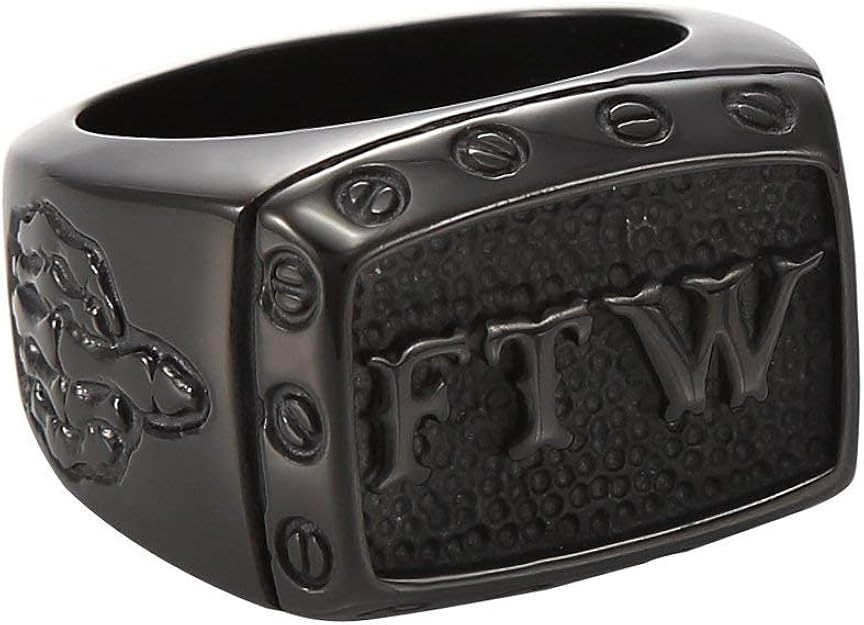 NA Herren Edelstahl Vintage FTW Biker Mittelfinger Ring, Schwarz Amazon.de Schmuck