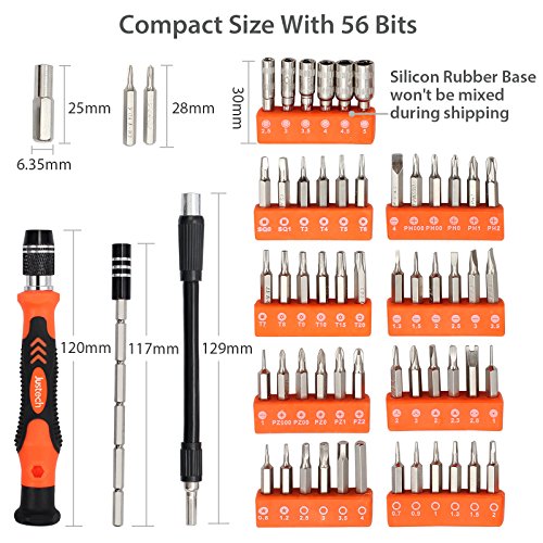 Justech Precision Screwdriver Set 82 in 1 Magnetic Mini Portable with 56 Bits Precision Driver Repair Tool for Portable Box For iPad iPhone Laptops PC Smartphones Watches and Other Devices-Orange