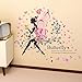 SWORNA Nature Series SN047 Flower Butterfly Girl Removable Vinyl DIY Wall Art Mural Decor Sticker Decal for Lady Kid Bedroom Living Room Playroom Kindergarten Classroom School Nursery Room 48